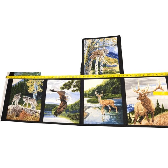 Robert Kaufman Wildlife Nature Panel Fabric Eagles Owls Deer Wolves & Elk By Al - Picture 1 of 12